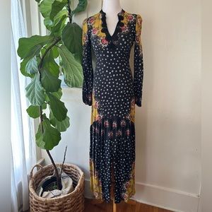 Farm Maxi Dress black floral XS